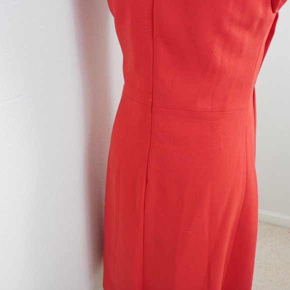 No 21 Red Short Sleeve Pin Tucked Pleated Front Vintage Mid Length Dress - Picture 10 of 13